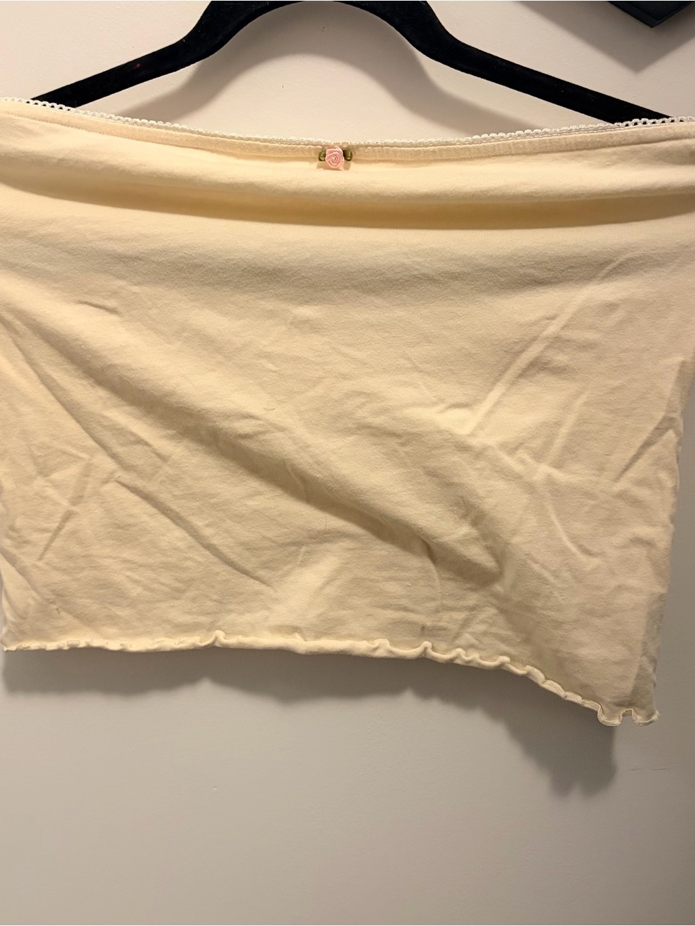 Women’s Cream Tube Skirt with Delicate Trim